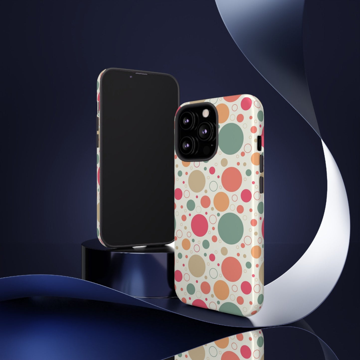 iPhone 13, iPhone 13 Pro, iPhone 13 Mini, iPhone 13 Pro Max Tough Cases Bubbles Coral Green Yellow Circles Round Colors