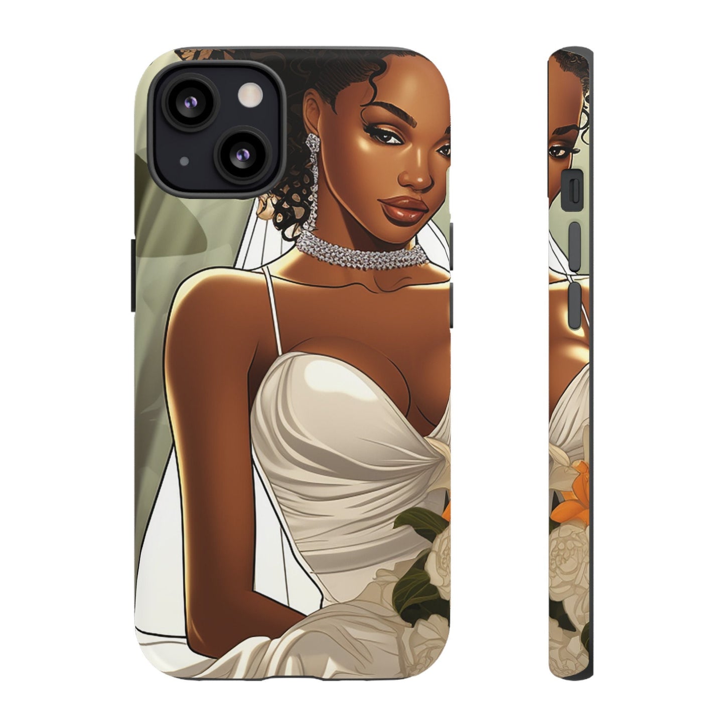 iPhone 13, iPhone 13 Pro, iPhone 13 Mini, iPhone 13 Pro Max Tough Cases African American Bride Black bride wedding Dress Wedding Gown