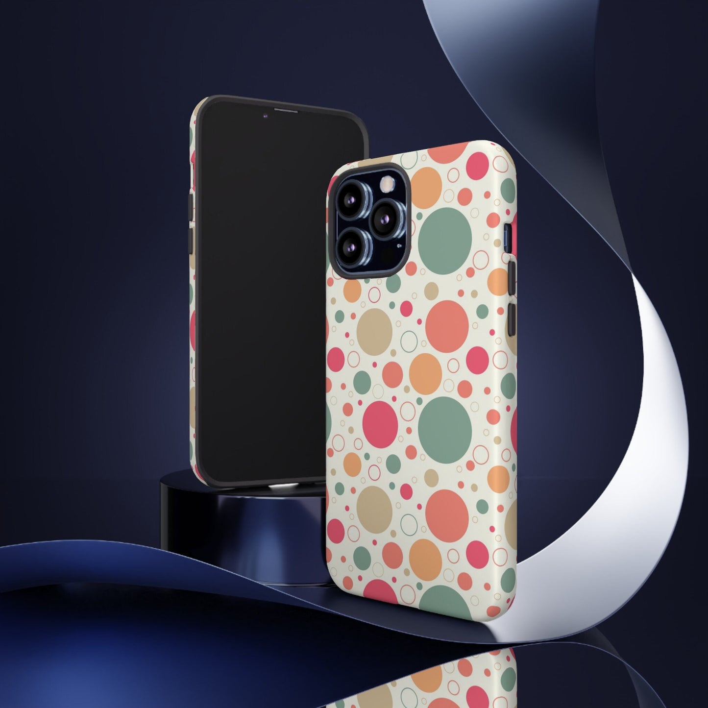 iPhone 13, iPhone 13 Pro, iPhone 13 Mini, iPhone 13 Pro Max Tough Cases Bubbles Coral Green Yellow Circles Round Colors