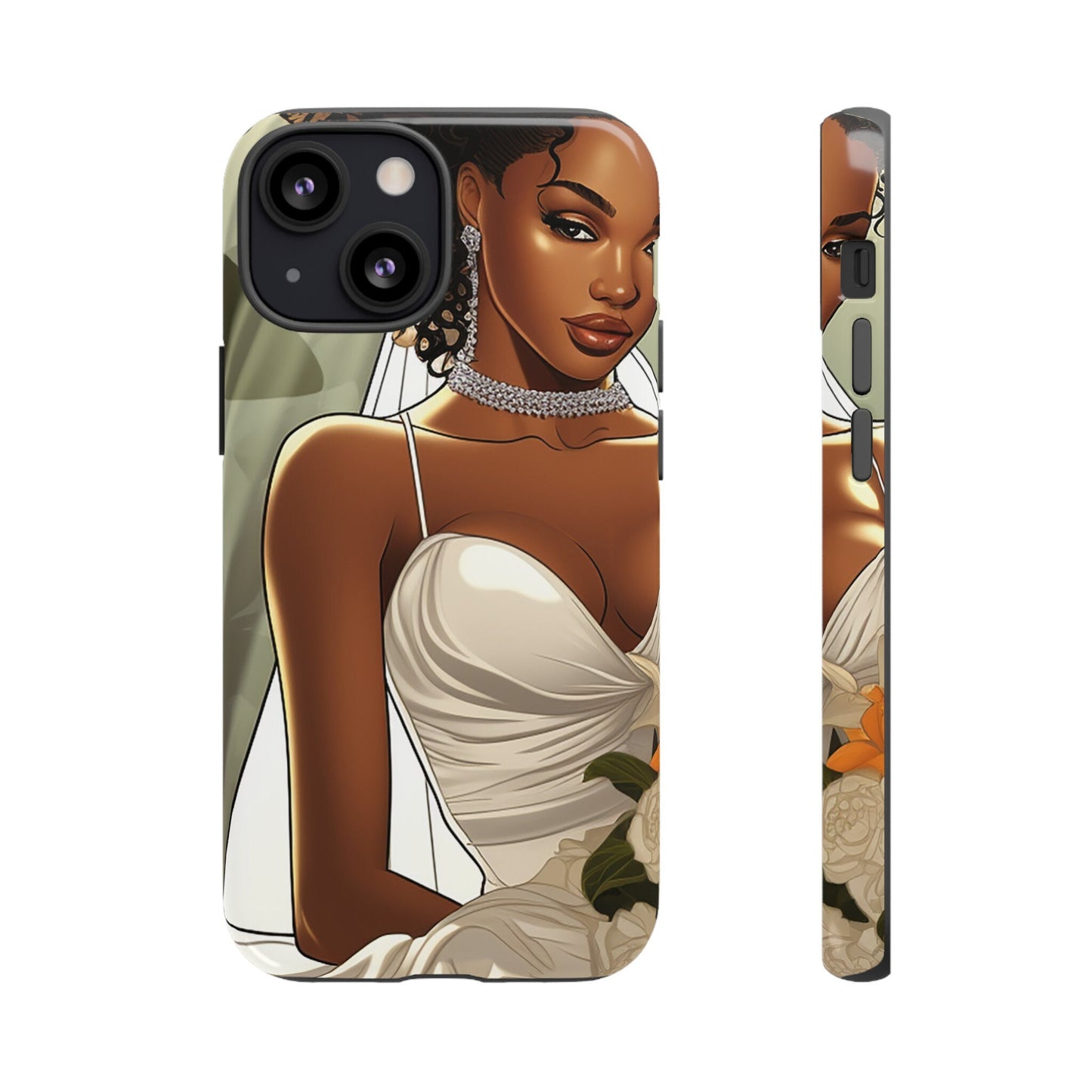 iPhone 13, iPhone 13 Pro, iPhone 13 Mini, iPhone 13 Pro Max Tough Cases African American Bride Black bride wedding Dress Wedding Gown