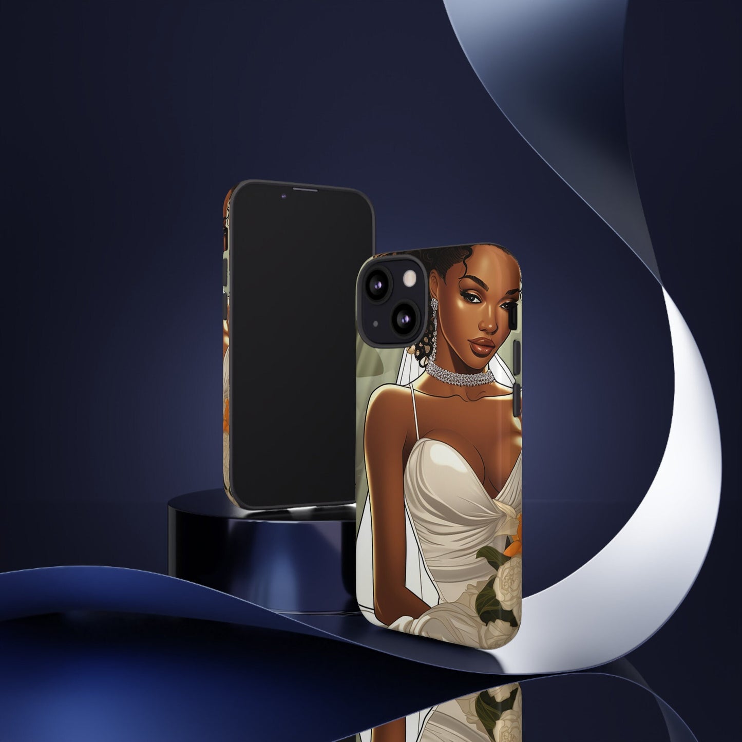 iPhone 13, iPhone 13 Pro, iPhone 13 Mini, iPhone 13 Pro Max Tough Cases African American Bride Black bride wedding Dress Wedding Gown