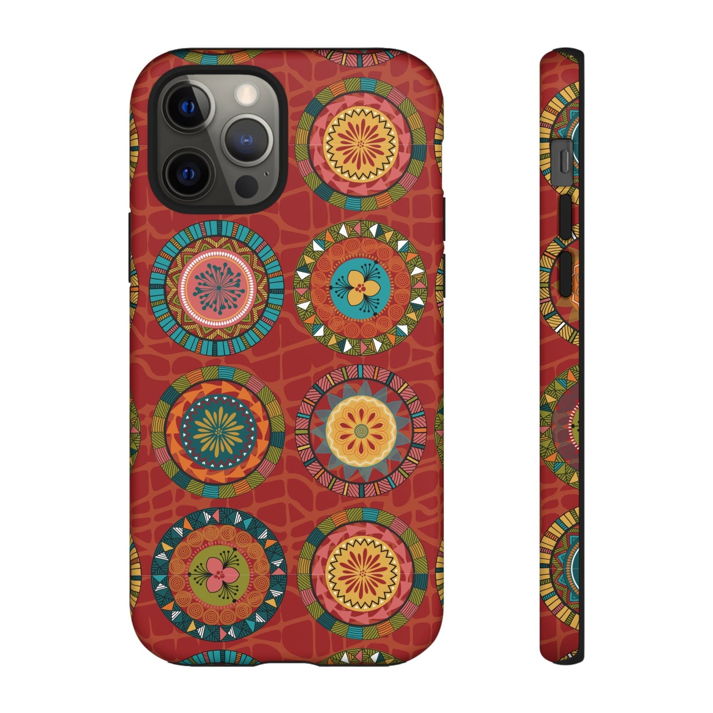 iPhone 12, iPhone 12 Pro, iPhone 12 Mini, iPhone 12 Pro Max Tough Cases Blue Coral Green Yellow Circles Round Colors