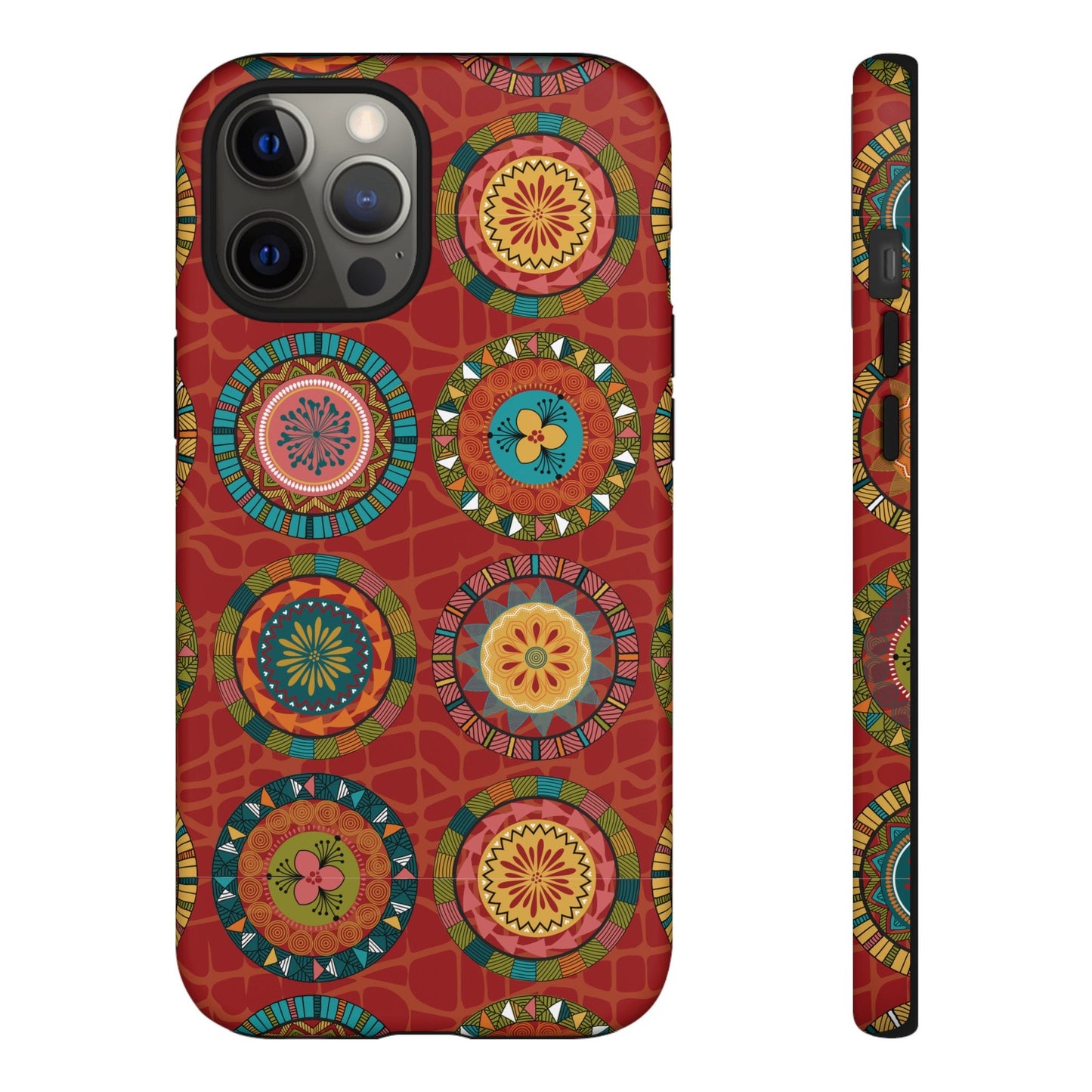 iPhone 12, iPhone 12 Pro, iPhone 12 Mini, iPhone 12 Pro Max Tough Cases Blue Coral Green Yellow Circles Round Colors