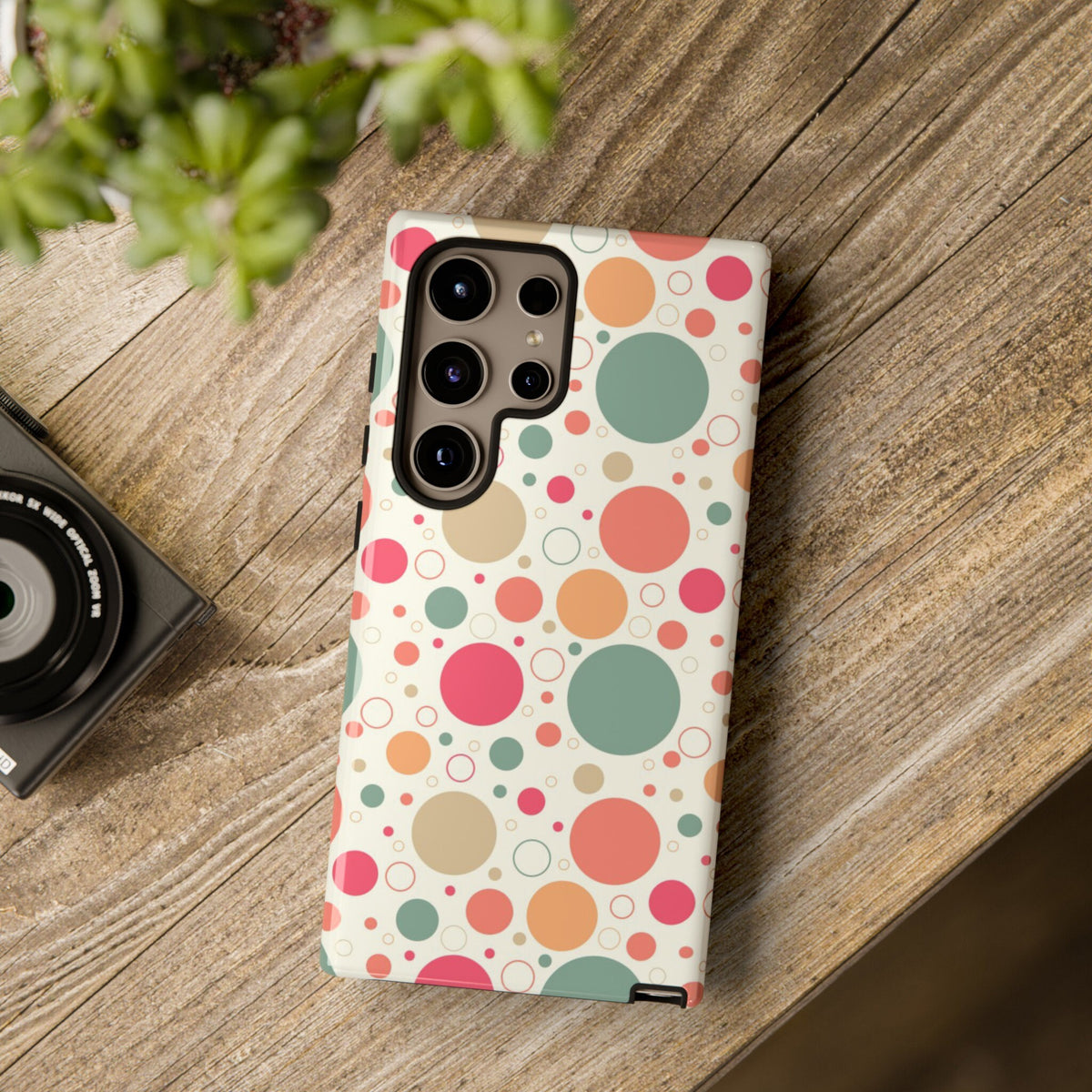 Samsung  Galaxy S24 Samsung Galaxy S24 Plus Samsung Galaxy S24 Ultra Tough Cases Bubbles Coral Green Yellow Circles Round Colors