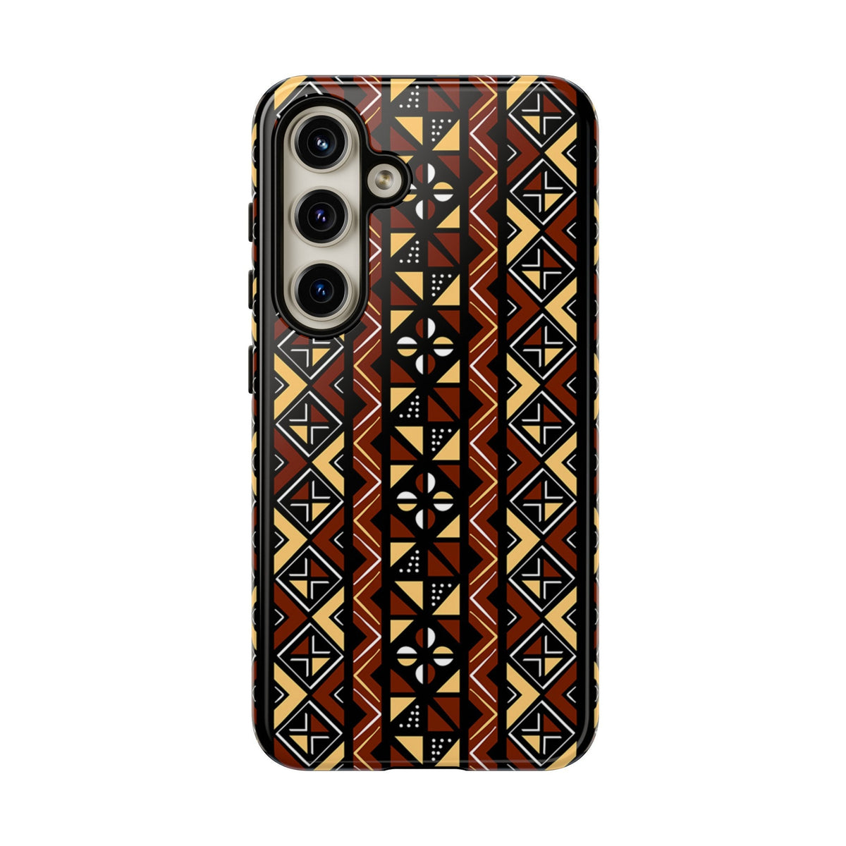 Samsung  Galaxy S24 Samsung Galaxy S24 Plus Samsung Galaxy S24 Ultra Tough Cases Brown Black Yellow African Design Pattern