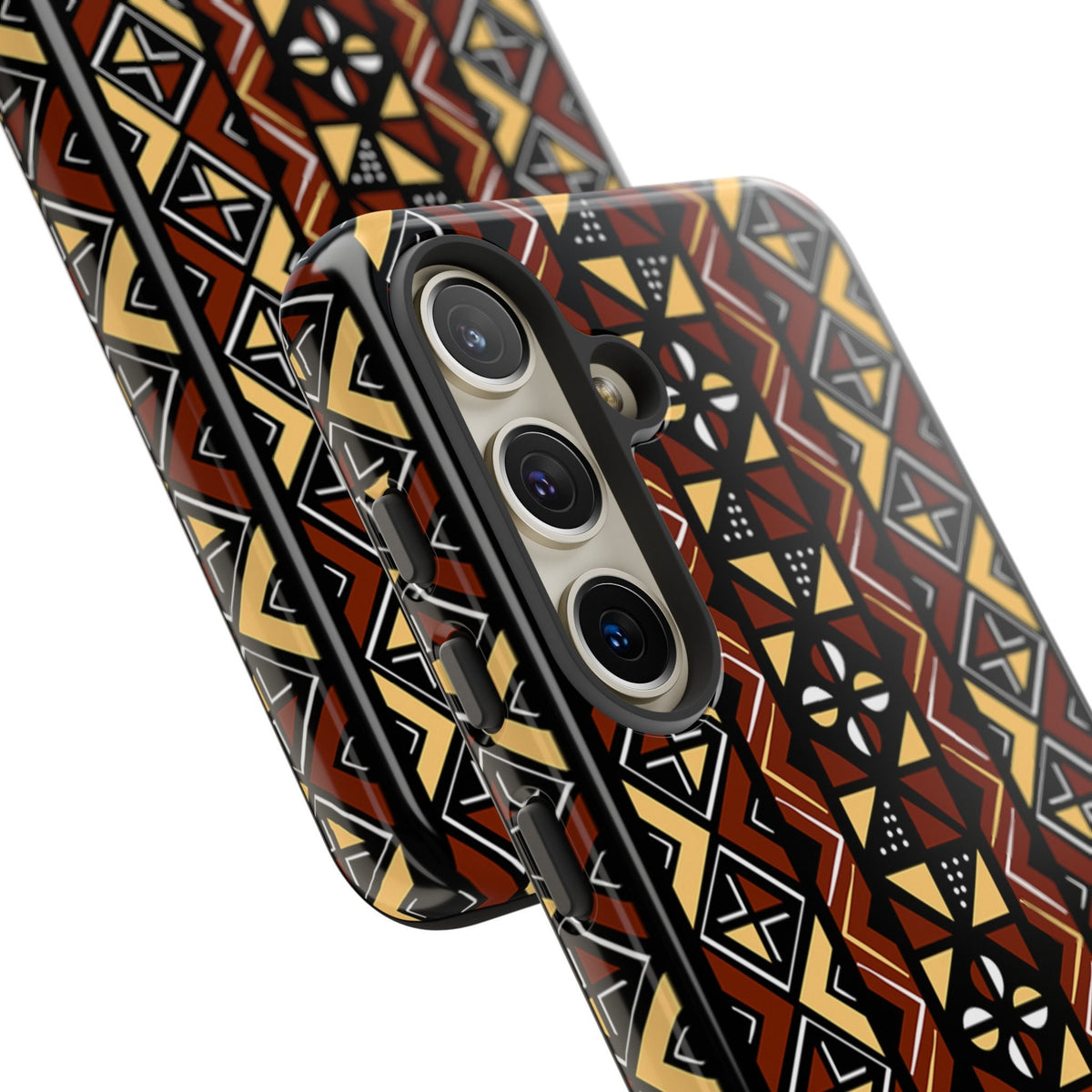 Samsung  Galaxy S24 Samsung Galaxy S24 Plus Samsung Galaxy S24 Ultra Tough Cases Brown Black Yellow African Design Pattern