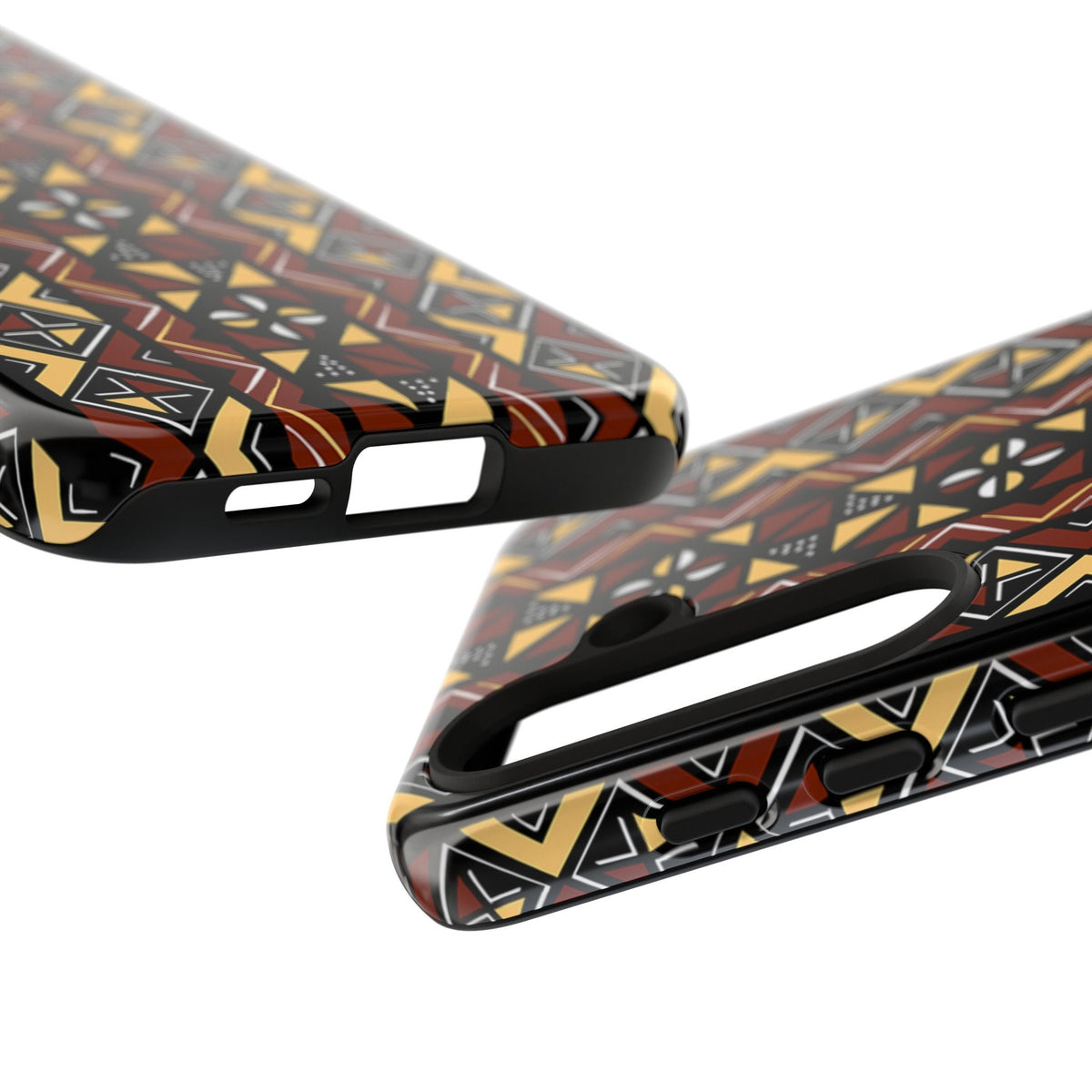 Samsung  Galaxy S24 Samsung Galaxy S24 Plus Samsung Galaxy S24 Ultra Tough Cases Brown Black Yellow African Design Pattern