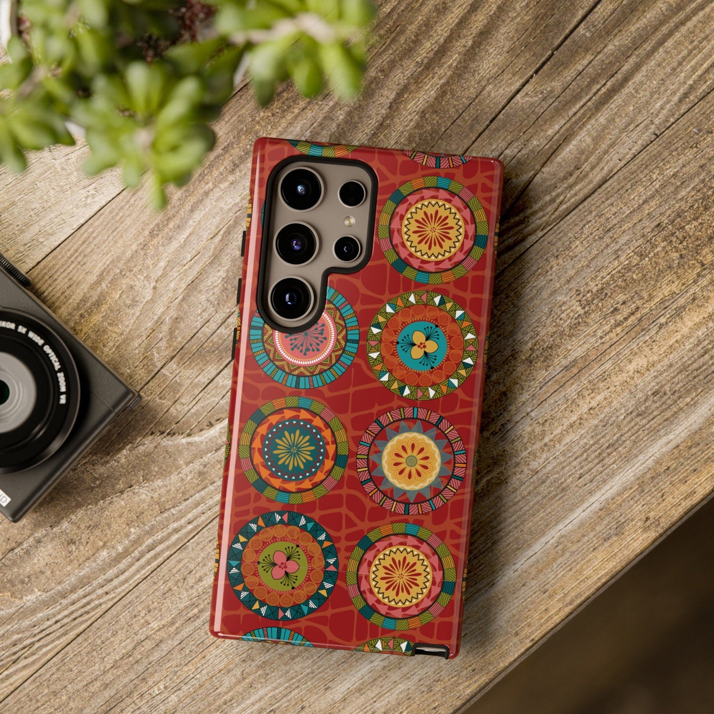 Samsung Galaxy S24 Samsung Galaxy S24 Plus Samsung Galaxy S24 Ultra Tough Cases Blue Coral Green Yellow Circles Round Colors