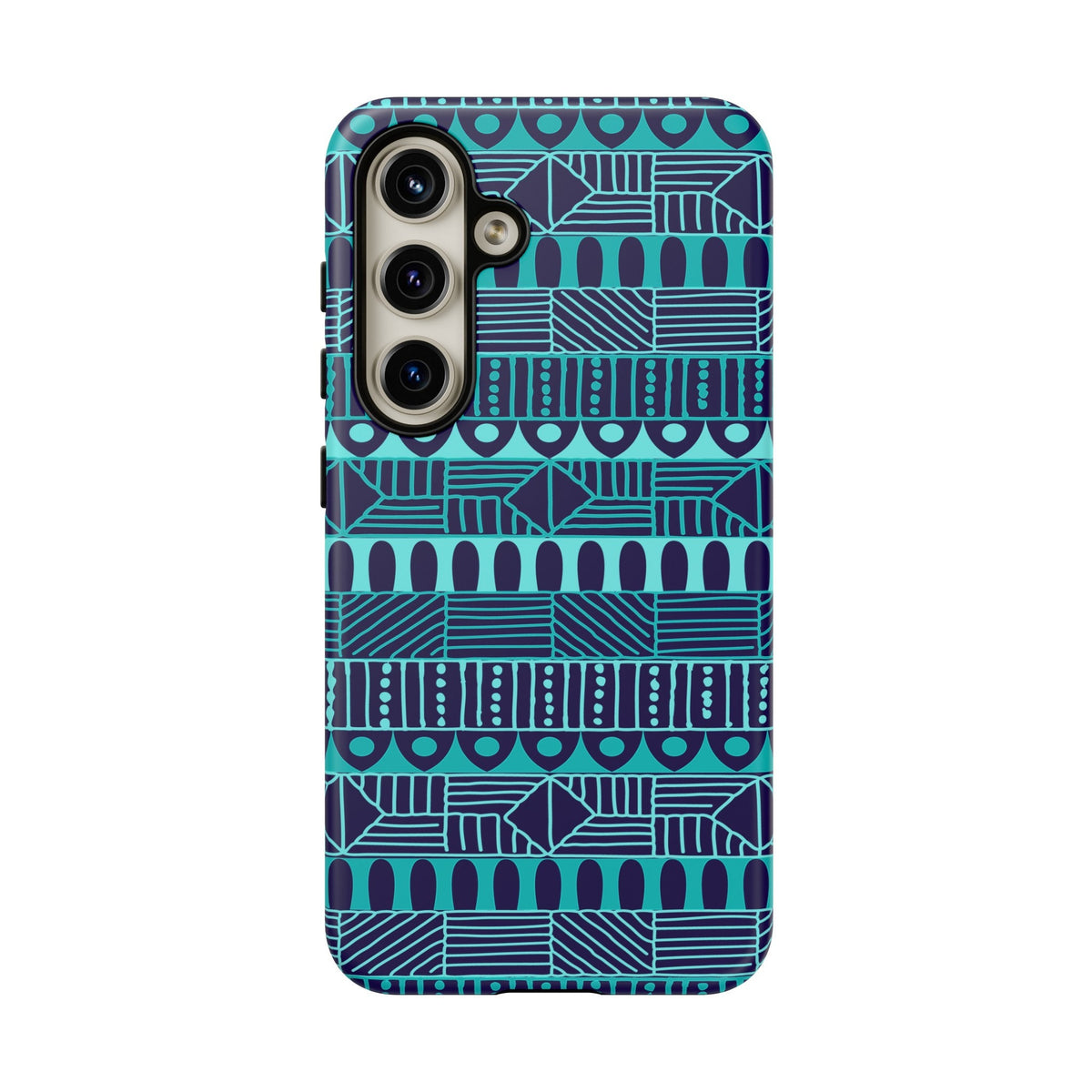 Samsung Galaxy S24 Samsung Galaxy S24 Plus Samsung Galaxy S24 Ultra Tough Cases Blue Navy Batik African Design Pattern Teal Light Blue