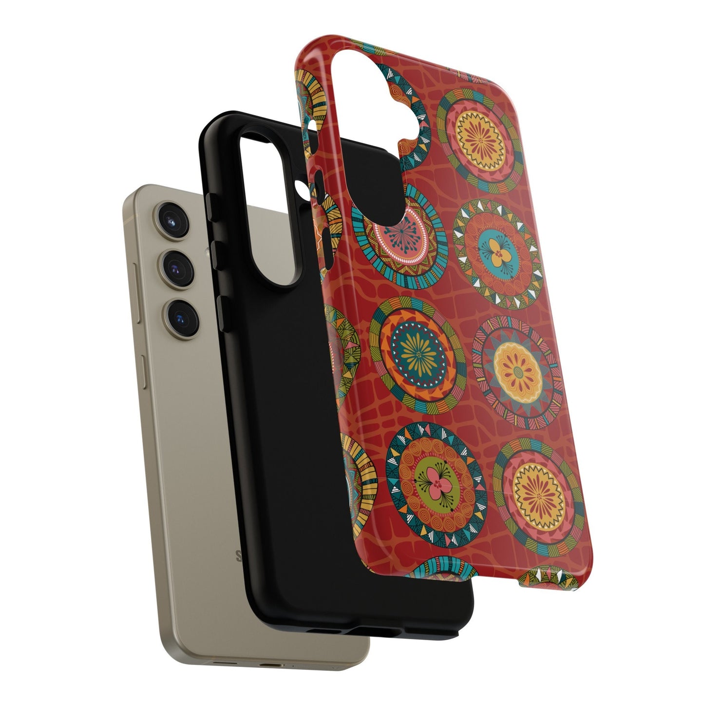 Samsung Galaxy S24 Samsung Galaxy S24 Plus Samsung Galaxy S24 Ultra Tough Cases Blue Coral Green Yellow Circles Round Colors