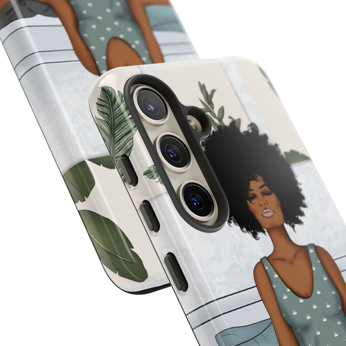 Samsung Galaxy S24 Samsung Galaxy S24 Plus Samsung Galaxy S24 Ultra Tough Cases African American Woman Black Woman Yoga Namaste Peace Joy