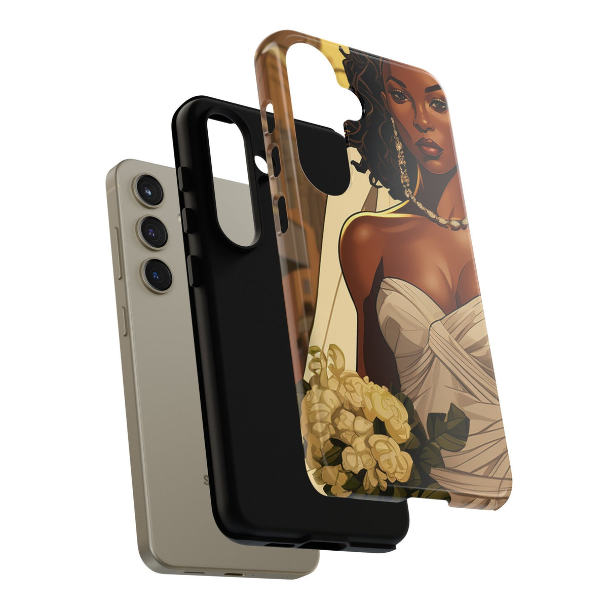Samsung Galaxy S24 Samsung Galaxy S24 Plus Samsung Galaxy S24 Ultra Tough Case African American Bride Black bride wedding Dress Wedding Gown