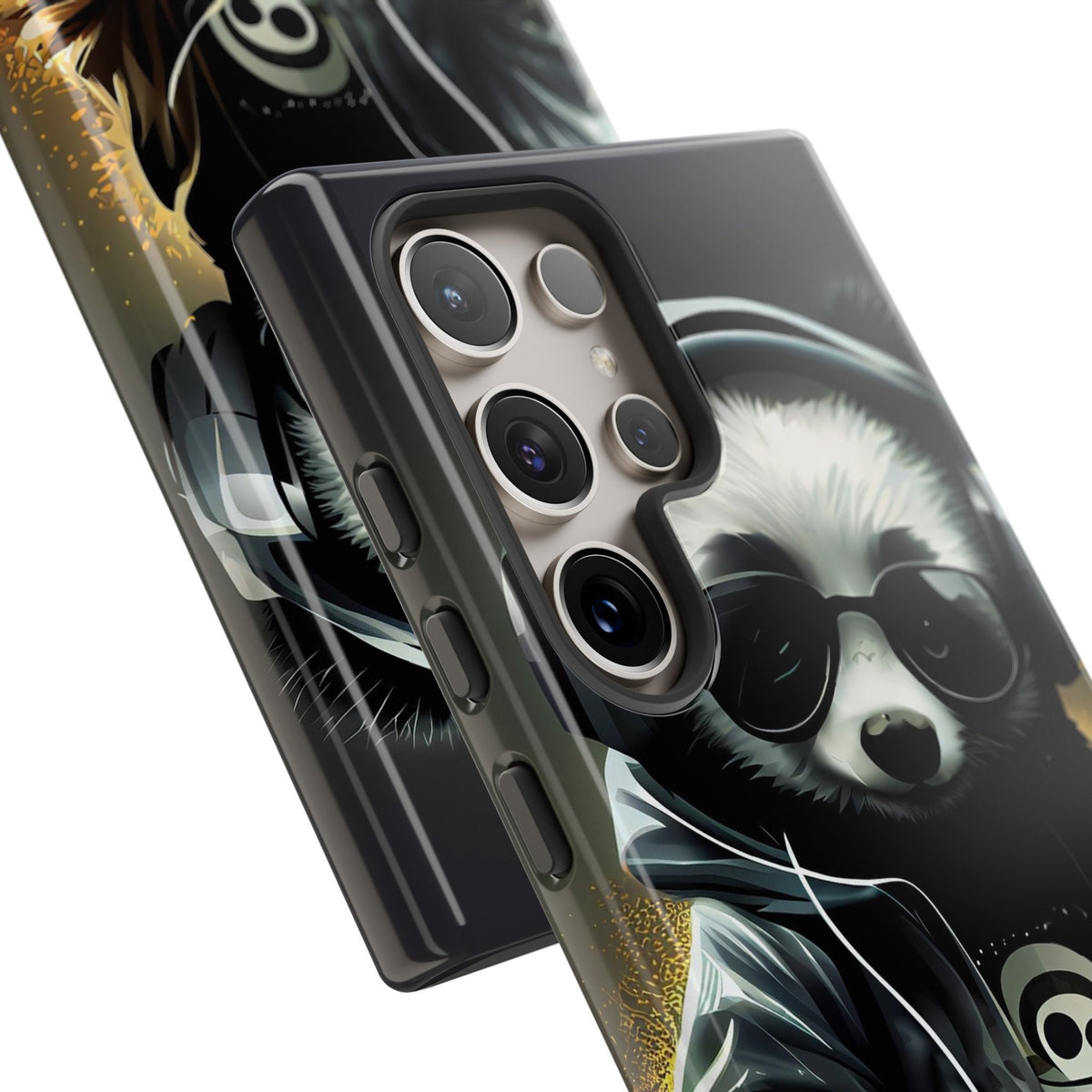 Samsung Galaxy S24 Samsung Galaxy S24 Plus Samsung Galaxy S24 Ultra Tough Case Black White Panda Headphones Audiophile Stereo headset bear