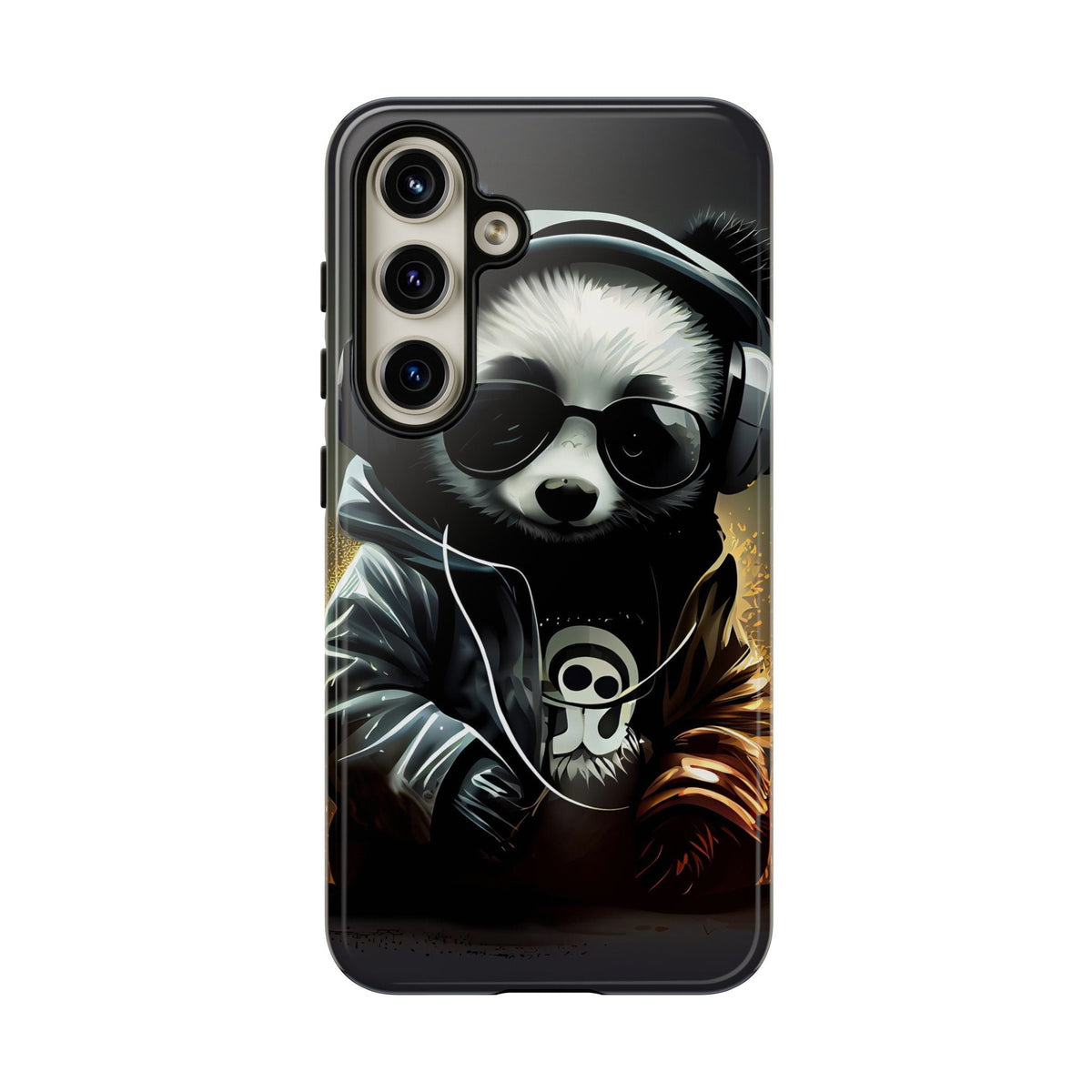 Samsung Galaxy S24 Samsung Galaxy S24 Plus Samsung Galaxy S24 Ultra Tough Case Black White Panda Headphones Audiophile Stereo headset bear