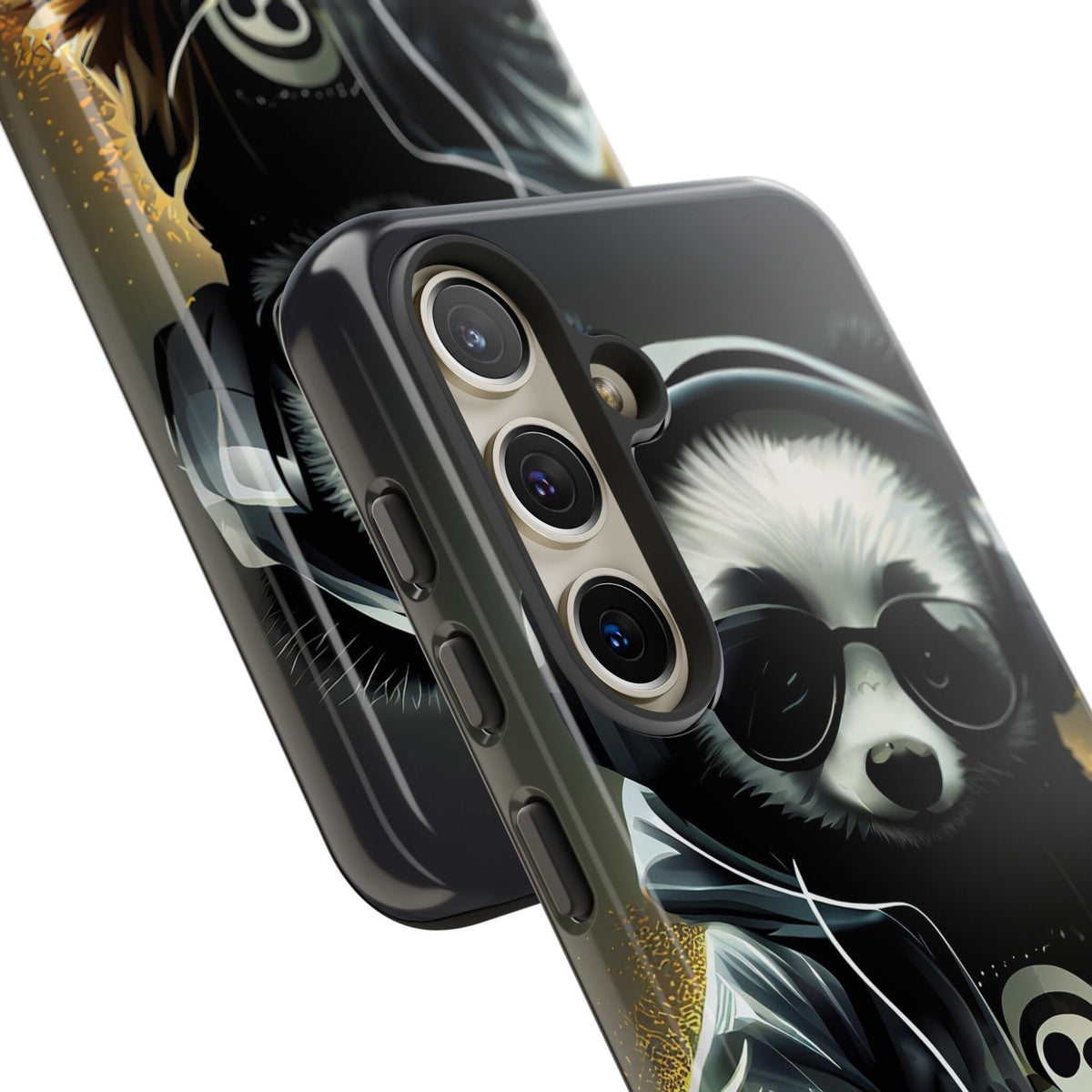 Samsung Galaxy S24 Samsung Galaxy S24 Plus Samsung Galaxy S24 Ultra Tough Case Black White Panda Headphones Audiophile Stereo headset bear