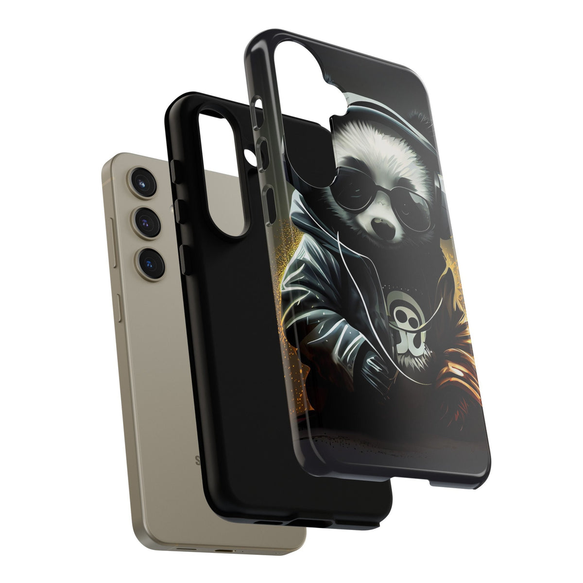 Samsung Galaxy S24 Samsung Galaxy S24 Plus Samsung Galaxy S24 Ultra Tough Case Black White Panda Headphones Audiophile Stereo headset bear