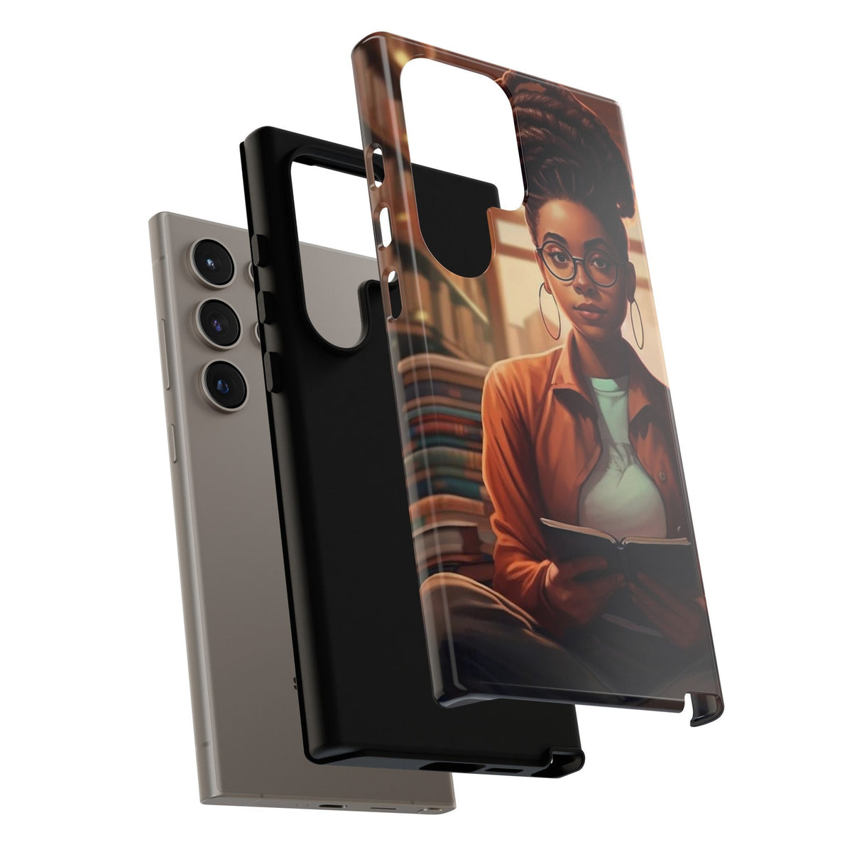 Samsung Galaxy S24 Samsung Galaxy S24 Plus Samsung Galaxy S24 Ultra  Tough Cases African American Reader Woman Girl Book Dragon Power Reader