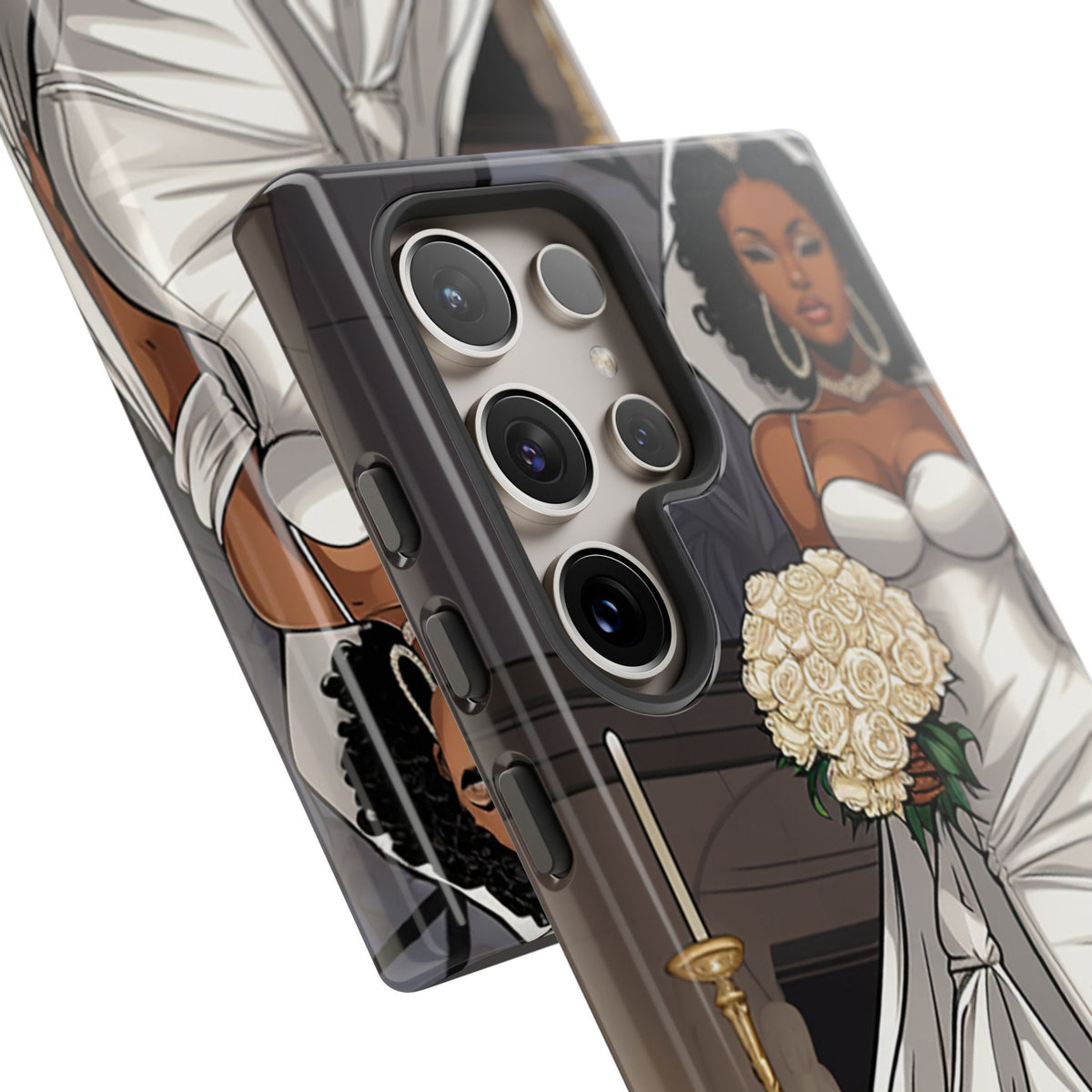 Samsung Galaxy S24 Samsung Galaxy S24 Plus Samsung Galaxy S24 Ultra Tough Case African American Bride Black bride wedding Dress Wedding Gown