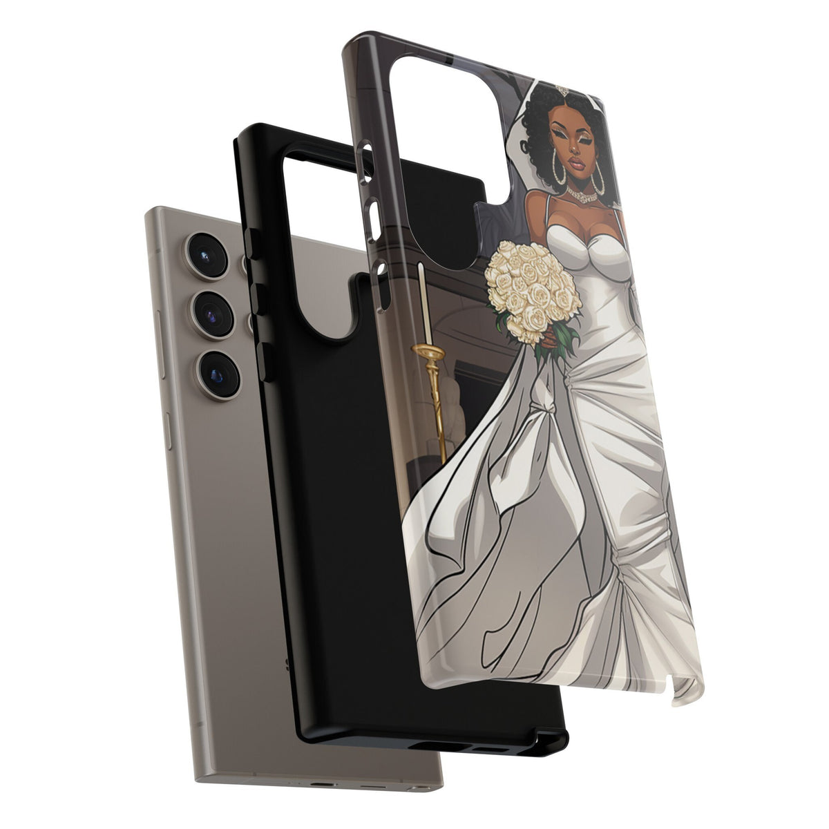 Samsung Galaxy S24 Samsung Galaxy S24 Plus Samsung Galaxy S24 Ultra Tough Case African American Bride Black bride wedding Dress Wedding Gown