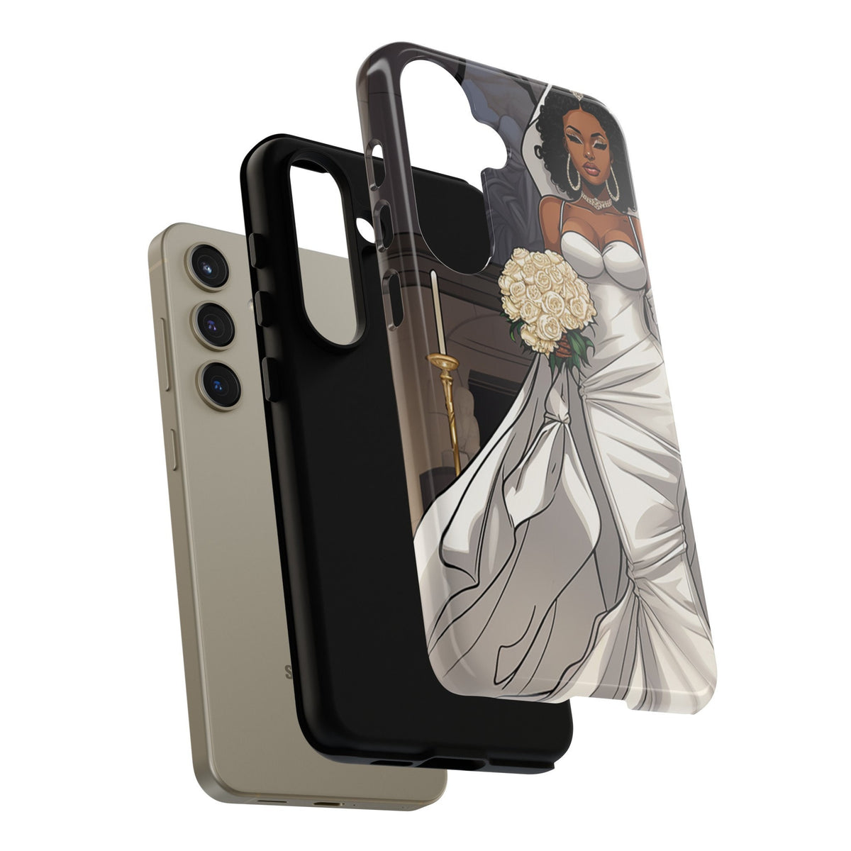 Samsung Galaxy S24 Samsung Galaxy S24 Plus Samsung Galaxy S24 Ultra Tough Case African American Bride Black bride wedding Dress Wedding Gown