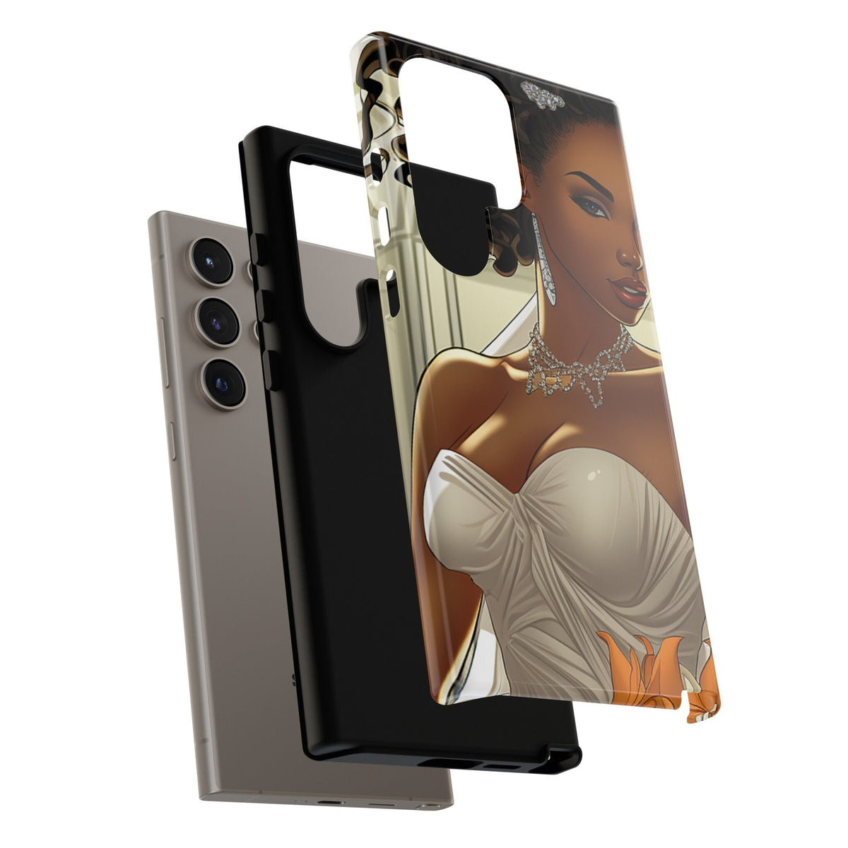 Samsung Galaxy S24 Samsung Galaxy S24 Plus Samsung Galaxy S24 Ultra Tough Case African American Bride Black bride wedding Dress Wedding Gown
