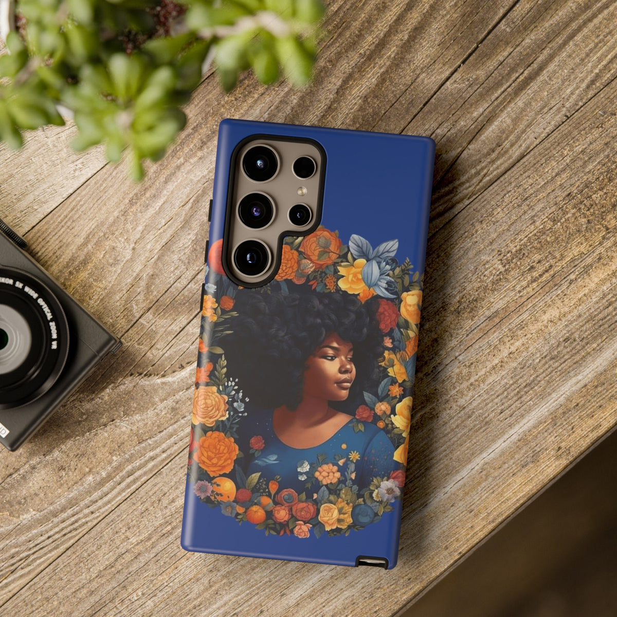 Samsung Galaxy S24 Samsung Galaxy S24 Plus Samsung Galaxy S24 Ultra Tough Case African American Black Women Flower Wreath Blue Green Orange