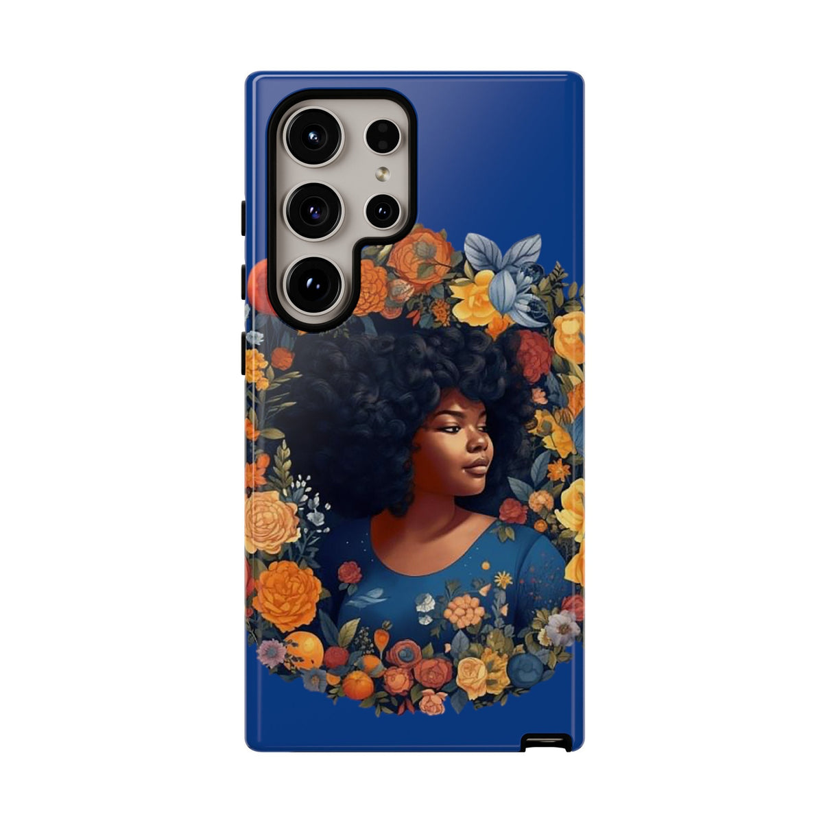 Samsung Galaxy S24 Samsung Galaxy S24 Plus Samsung Galaxy S24 Ultra Tough Case African American Black Women Flower Wreath Blue Green Orange