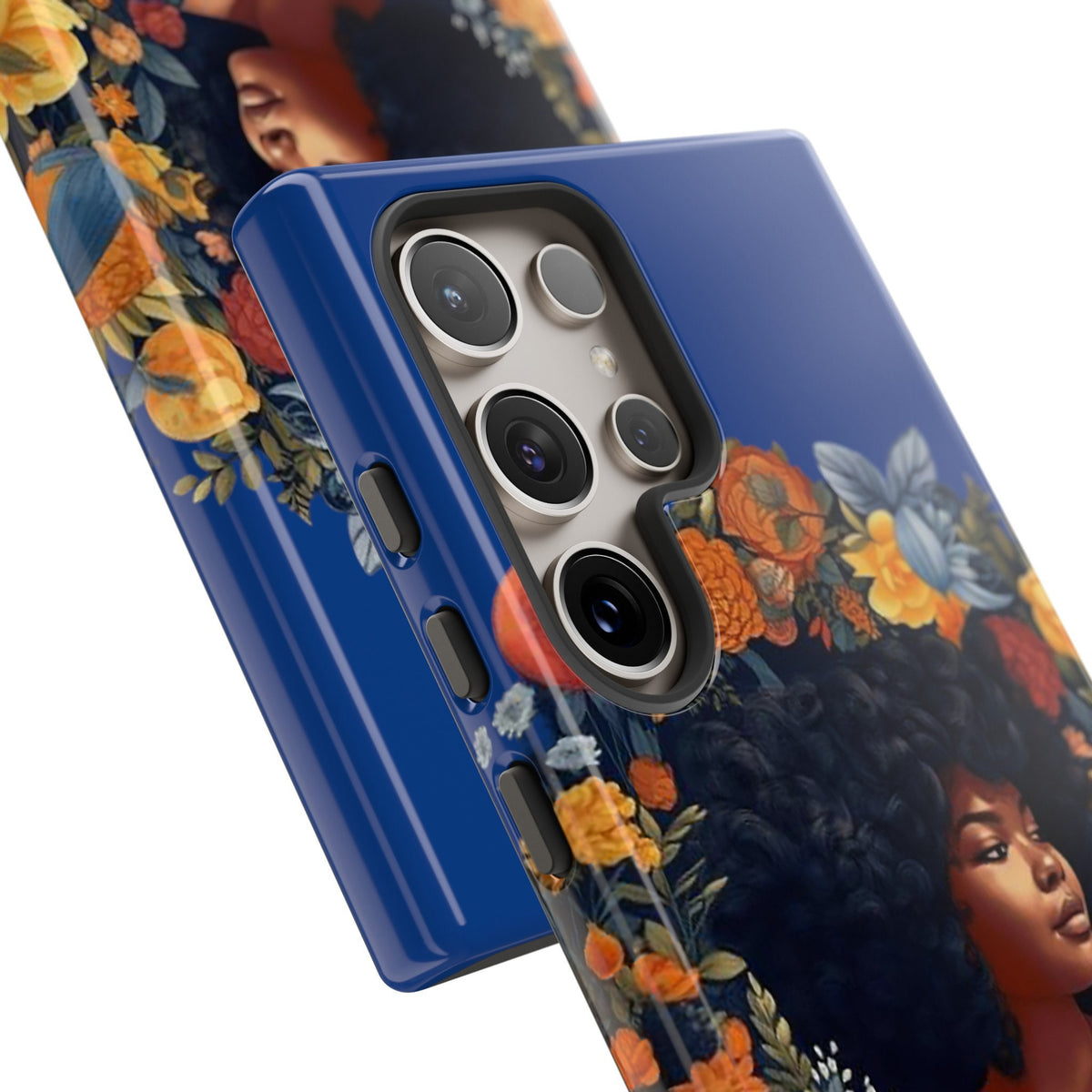 Samsung Galaxy S24 Samsung Galaxy S24 Plus Samsung Galaxy S24 Ultra Tough Case African American Black Women Flower Wreath Blue Green Orange