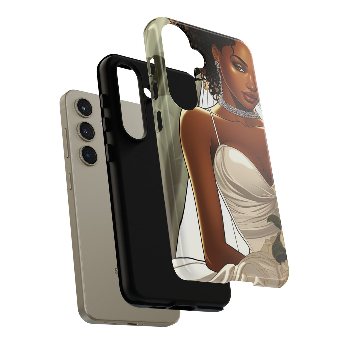 Samsung Galaxy S24 Samsung Galaxy S24 Plus Samsung Galaxy S24 Ultra Tough Case African American Bride Black bride wedding Dress Wedding Gown