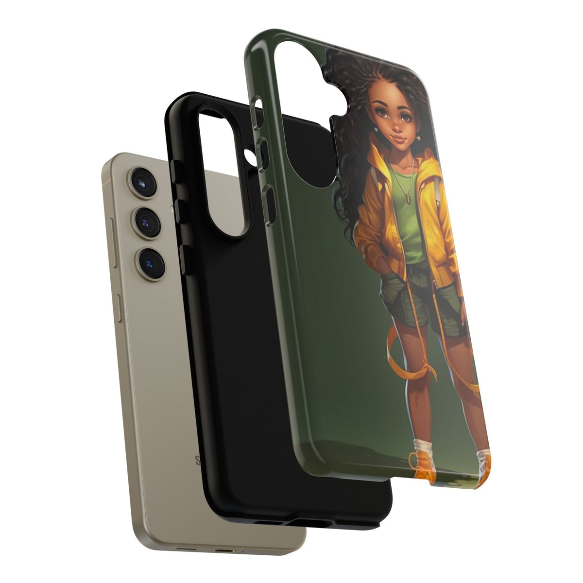 Samsung Galaxy S24 Samsung Galaxy S24 Plus Samsung Galaxy S24 Ultra Tough Case African American Woman Black Yellow Hoodie Yellow Sweatshirt