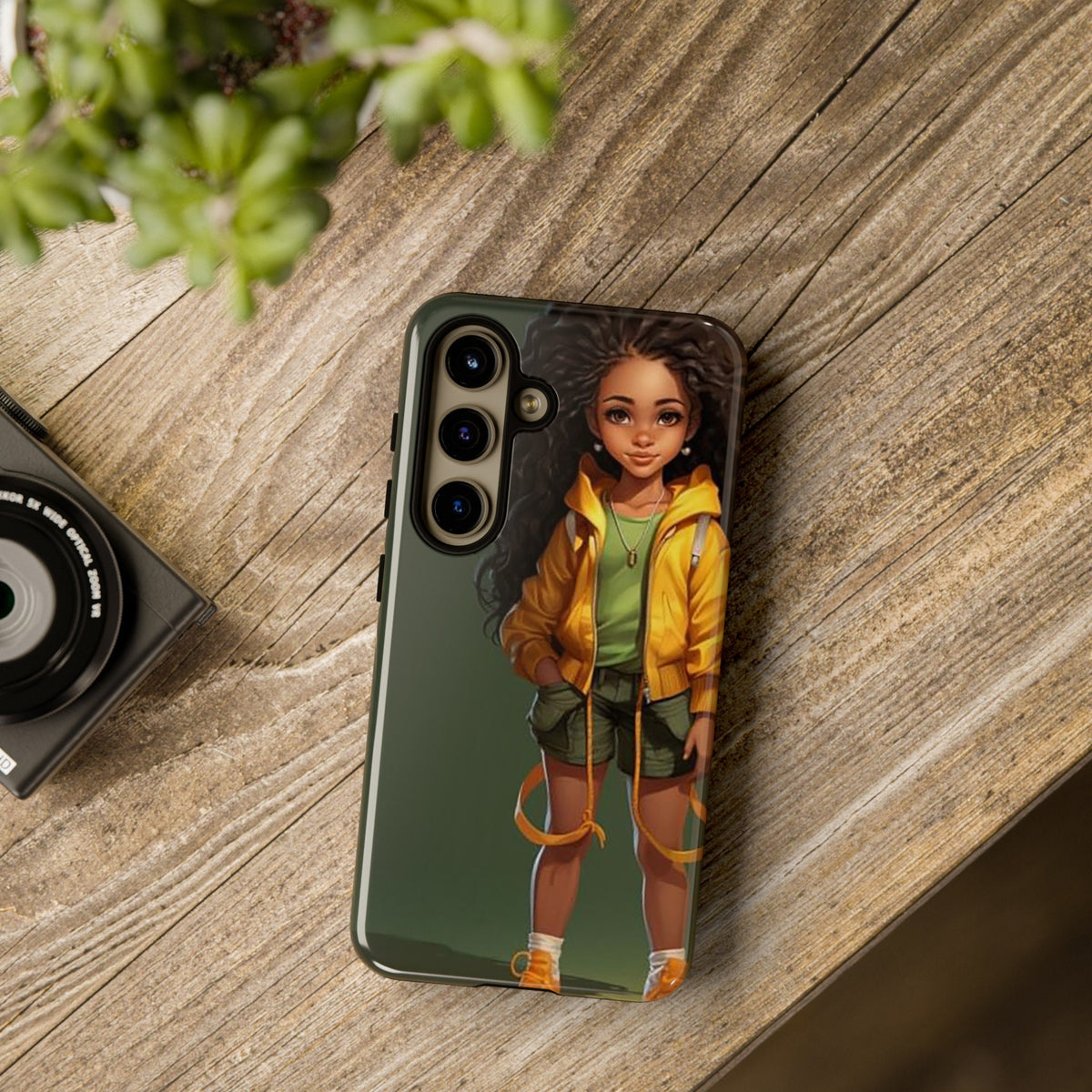 Samsung Galaxy S24 Samsung Galaxy S24 Plus Samsung Galaxy S24 Ultra Tough Case African American Woman Black Yellow Hoodie Yellow Sweatshirt