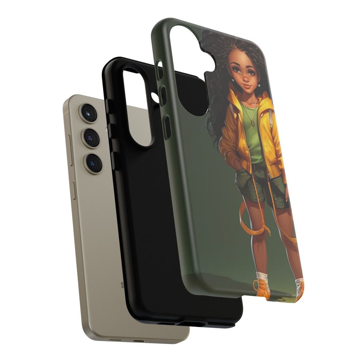 Samsung Galaxy S24 Samsung Galaxy S24 Plus Samsung Galaxy S24 Ultra Tough Case African American Woman Black Yellow Hoodie Yellow Sweatshirt