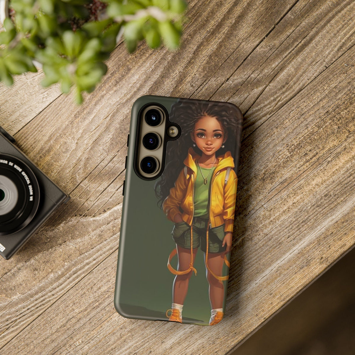 Samsung Galaxy S24 Samsung Galaxy S24 Plus Samsung Galaxy S24 Ultra Tough Case African American Woman Black Yellow Hoodie Yellow Sweatshirt