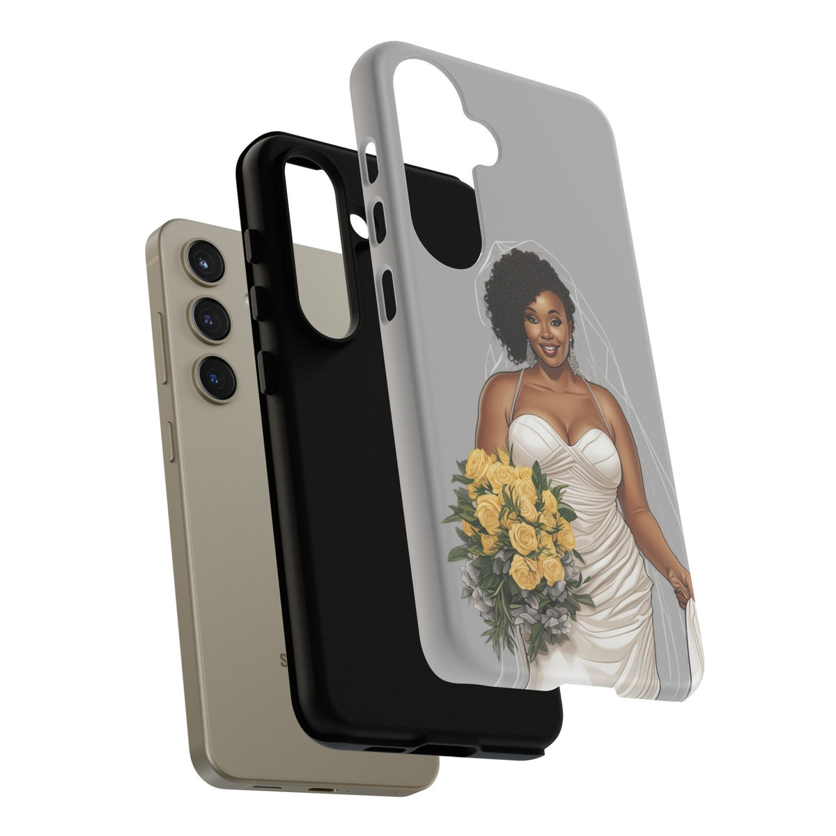 Samsung Galaxy S24 Samsung Galaxy S24 Plus Samsung Galaxy S24 Ultra Tough Case African American Bride Black bride wedding Dress Wedding Gown