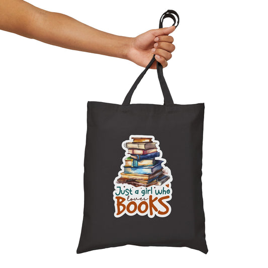 Just a girl who loves books Cotton Canvas Tote Bag Power Reader Gift Book Dragon Library Bag Book Bag Carry all Tote