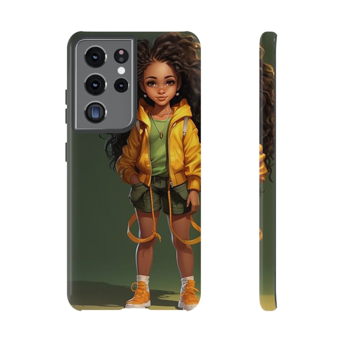 Galaxy S21 Samsung Galaxy S21 Plus Samsung Galaxy S21 Ultra S21 FE Tough Case African American Girl Black Yellow Hoodie Yellow Sweatshirt