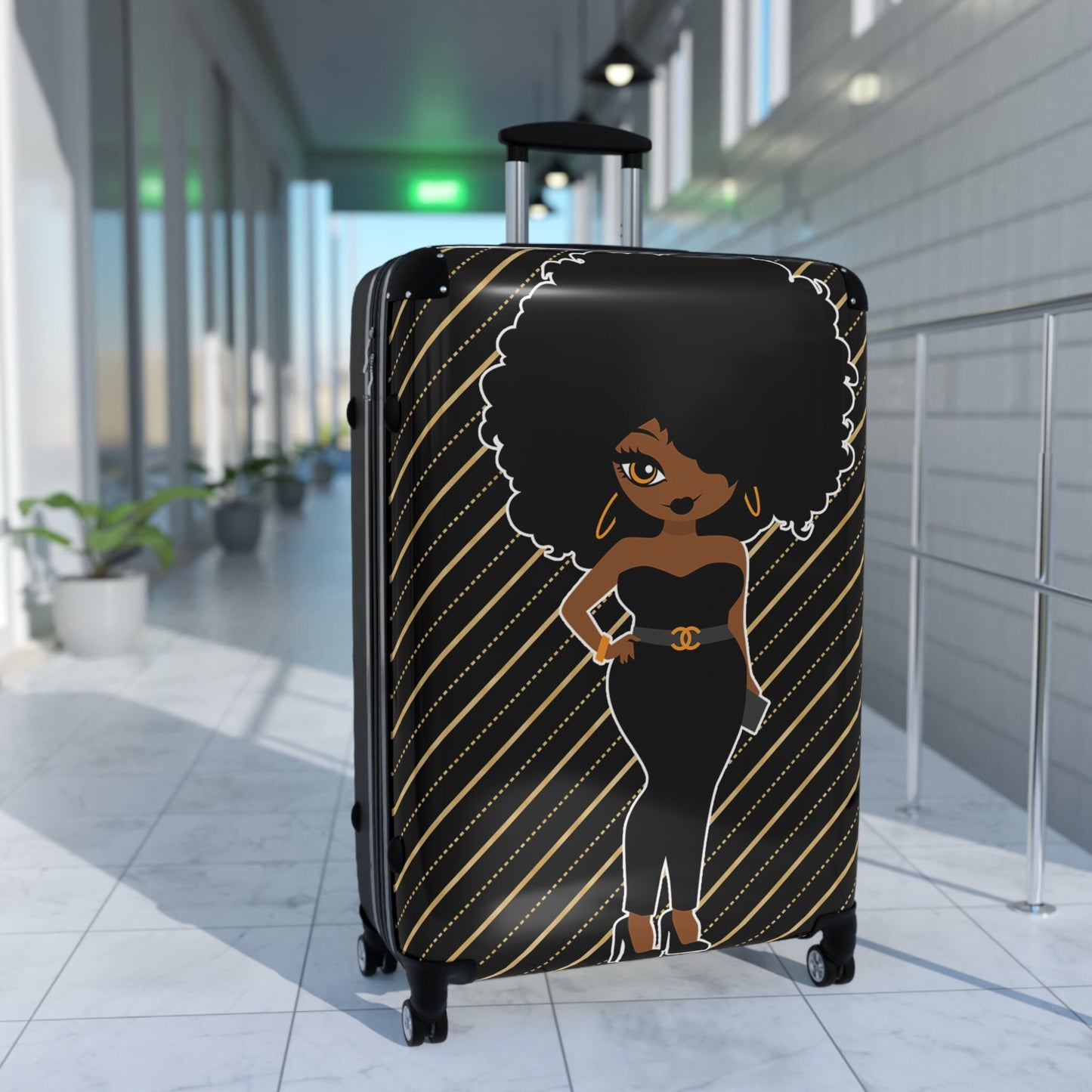 African American Woman Black Woman Rolling Suitcase Gift for Her Travel Gift Vacation Suitcase