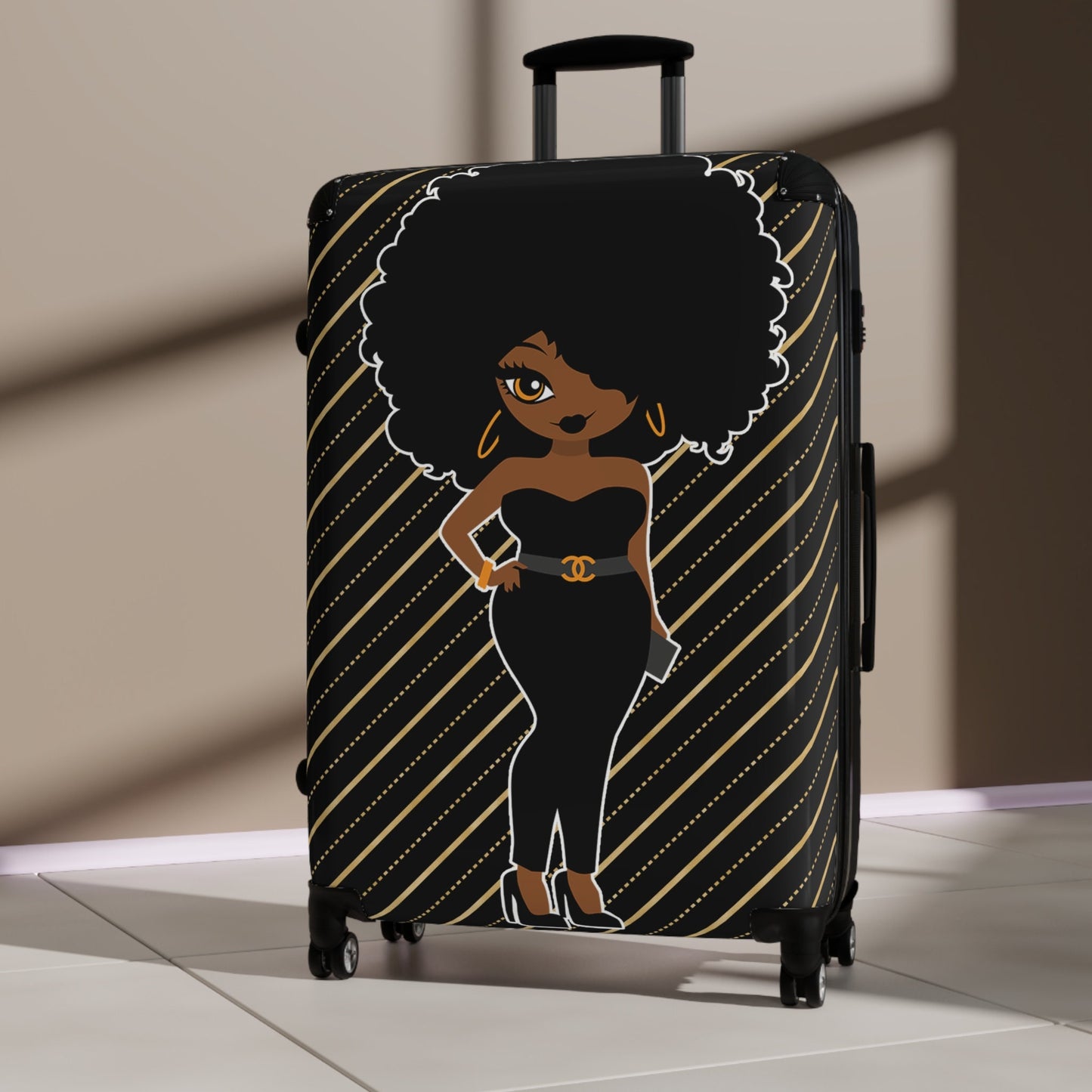 African American Woman Black Woman Rolling Suitcase Gift for Her Travel Gift Vacation Suitcase