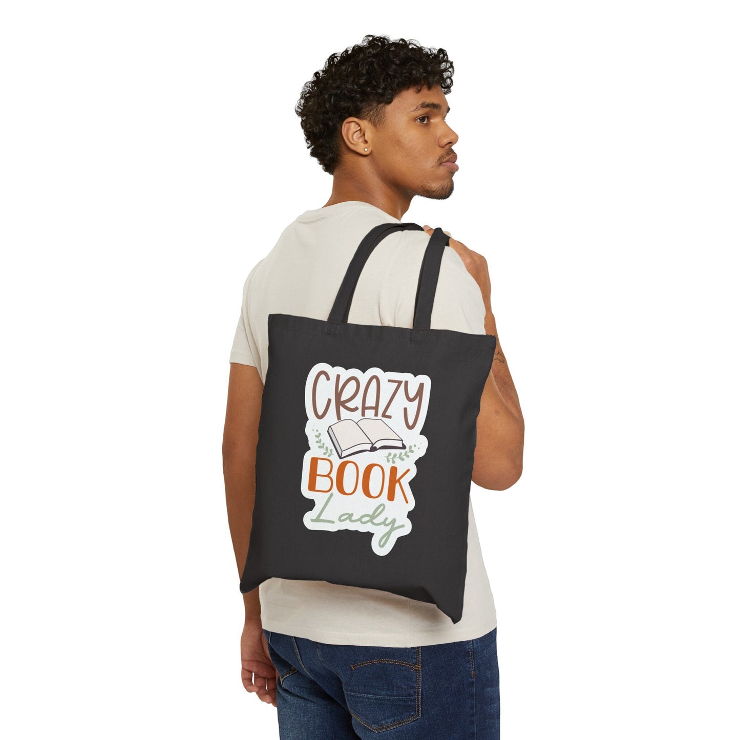 Crazy book lady gift for her power reader library tote book bag carry all tote power reader gift Cotton Canvas Tote Bag