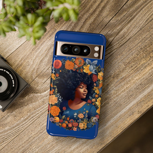 Google Pixel 8 Google Pixel 8 Pro Tough Cases African American Black Women in Flower Wreath Blue Green Orange