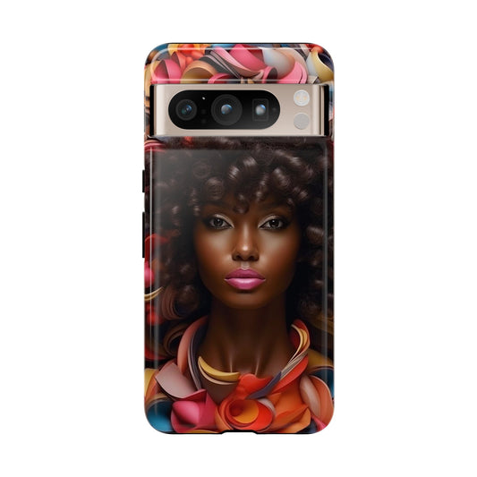 Google Pixel 8 Google Pixel 8 Pro Tough Cases African American Woman Black Women in Flowers Red Yellow Orange