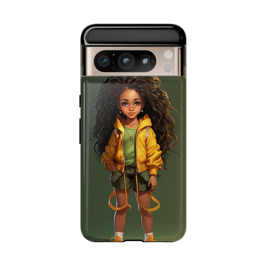 Google Pixel 8 Google Pixel 8 Pro Tough Case African American Young Woman Black in Yellow Hoodie Yellow Sweatshirt