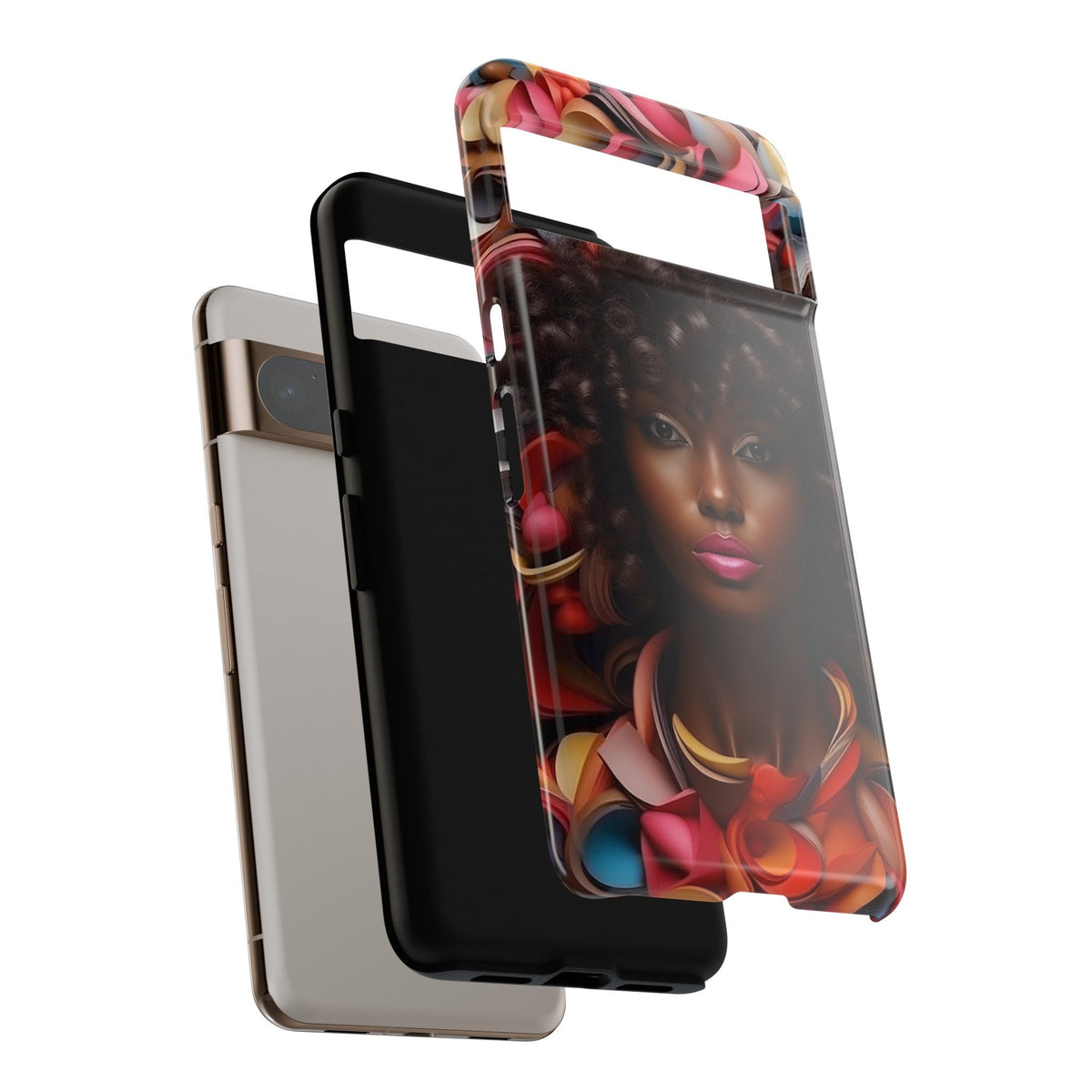 Google Pixel 8 Google Pixel 8 Pro Tough Cases African American Woman Black Women in Flowers Red Yellow Orange
