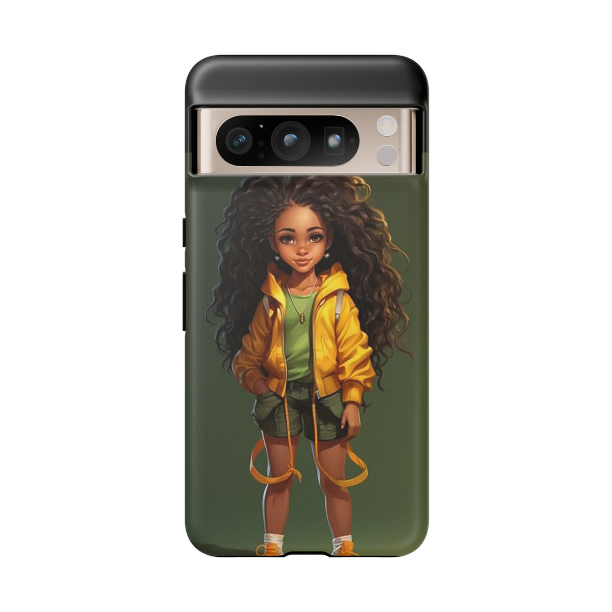 Google Pixel 8 Google Pixel 8 Pro Tough Case African American Young Woman Black in Yellow Hoodie Yellow Sweatshirt