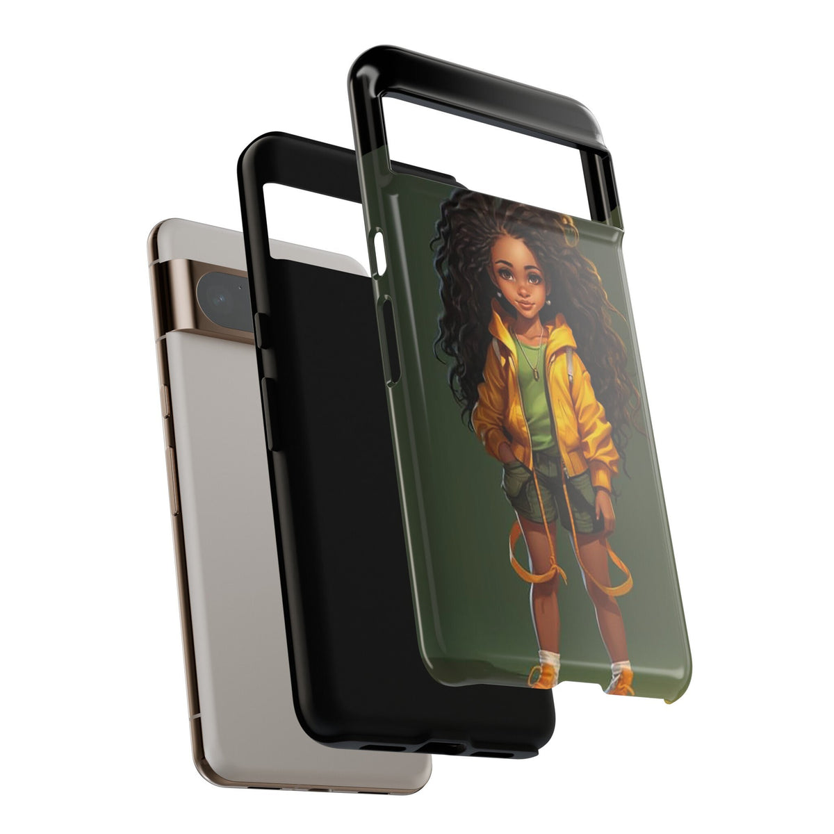 Google Pixel 8 Google Pixel 8 Pro Tough Case African American Young Woman Black in Yellow Hoodie Yellow Sweatshirt