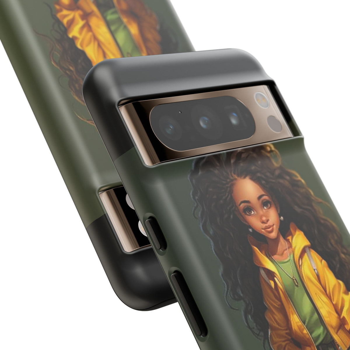 Google Pixel 8 Google Pixel 8 Pro Tough Case African American Young Woman Black in Yellow Hoodie Yellow Sweatshirt