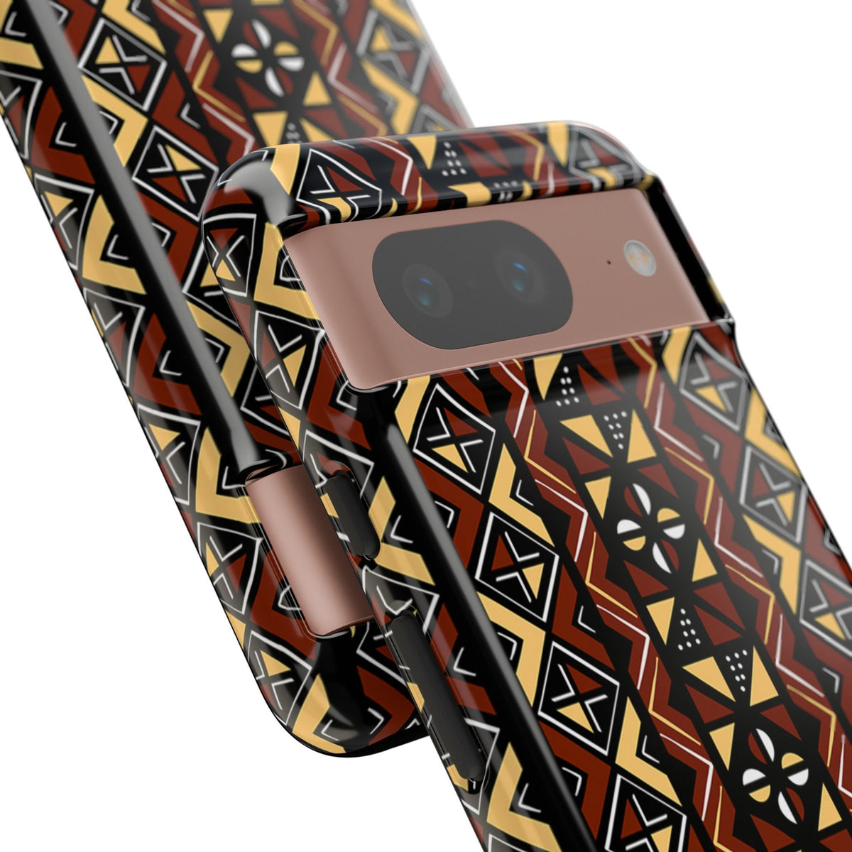 Google Pixel 8 Google Pixel 8 Pro Tough Cases Brown Black Yellow African Design Pattern