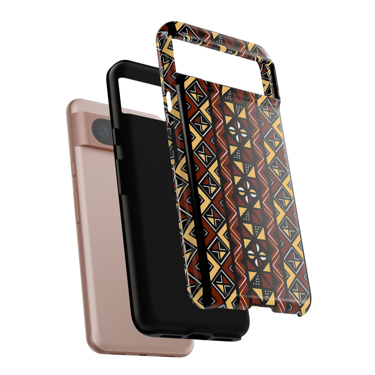 Google Pixel 8 Google Pixel 8 Pro Tough Cases Brown Black Yellow African Design Pattern