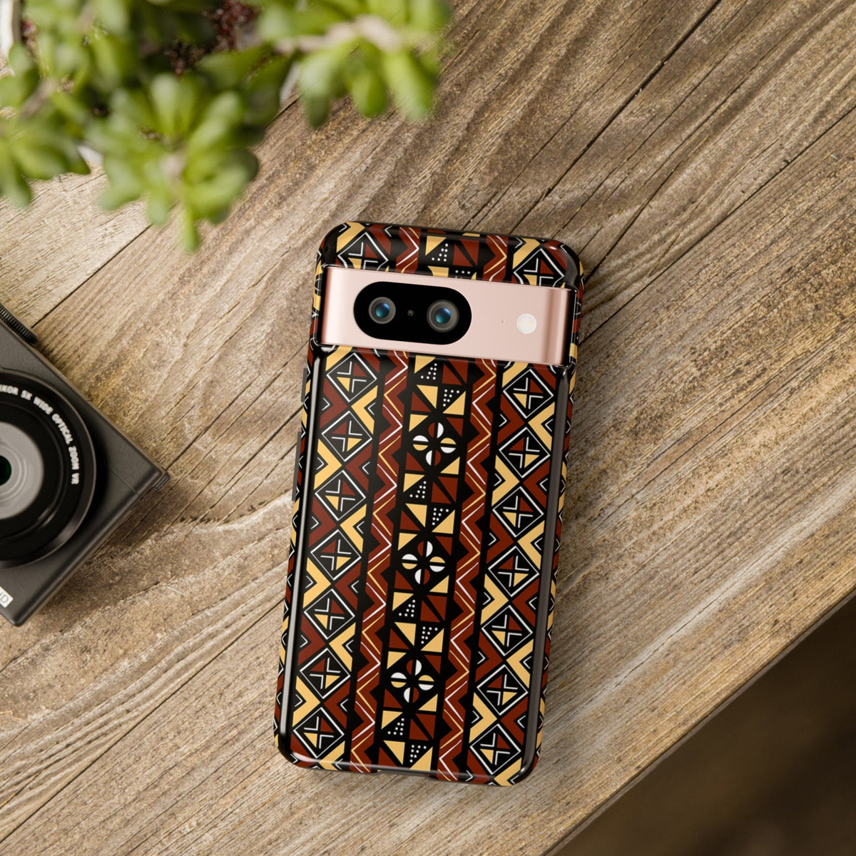 Google Pixel 8 Google Pixel 8 Pro Tough Cases Brown Black Yellow African Design Pattern