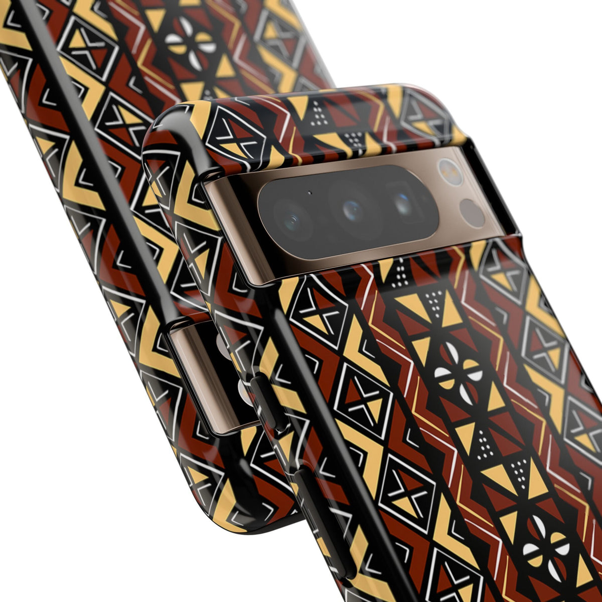 Google Pixel 8 Google Pixel 8 Pro Tough Cases Brown Black Yellow African Design Pattern